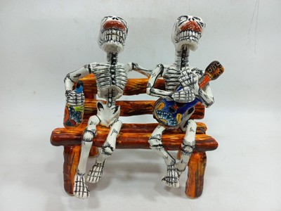 8'' BENCH buddy tequila guitar catrina talavera ceramic mexican day of the dead