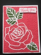Stampin Up Card Kit Set Of 4 "Thank You  Coral Large Rose Die Cut