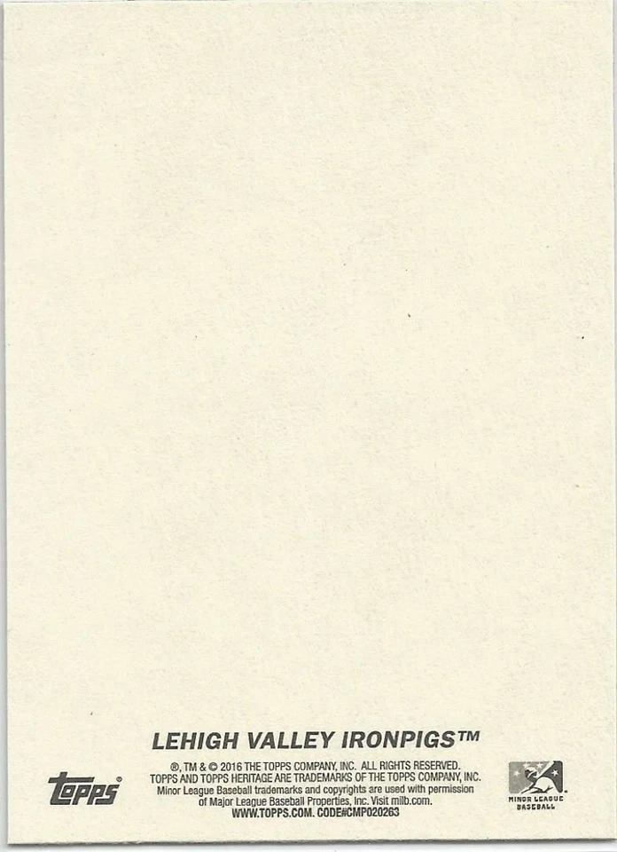 Nick Williams Philadelphia 2016 Topps Heritage Minors '67 Topps Stickers - Image 2 of 2