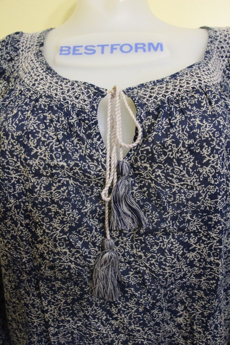 Blouse Lucky Brand John Robshaw - Femme Taille M - Bleu Marine/camel - Boho