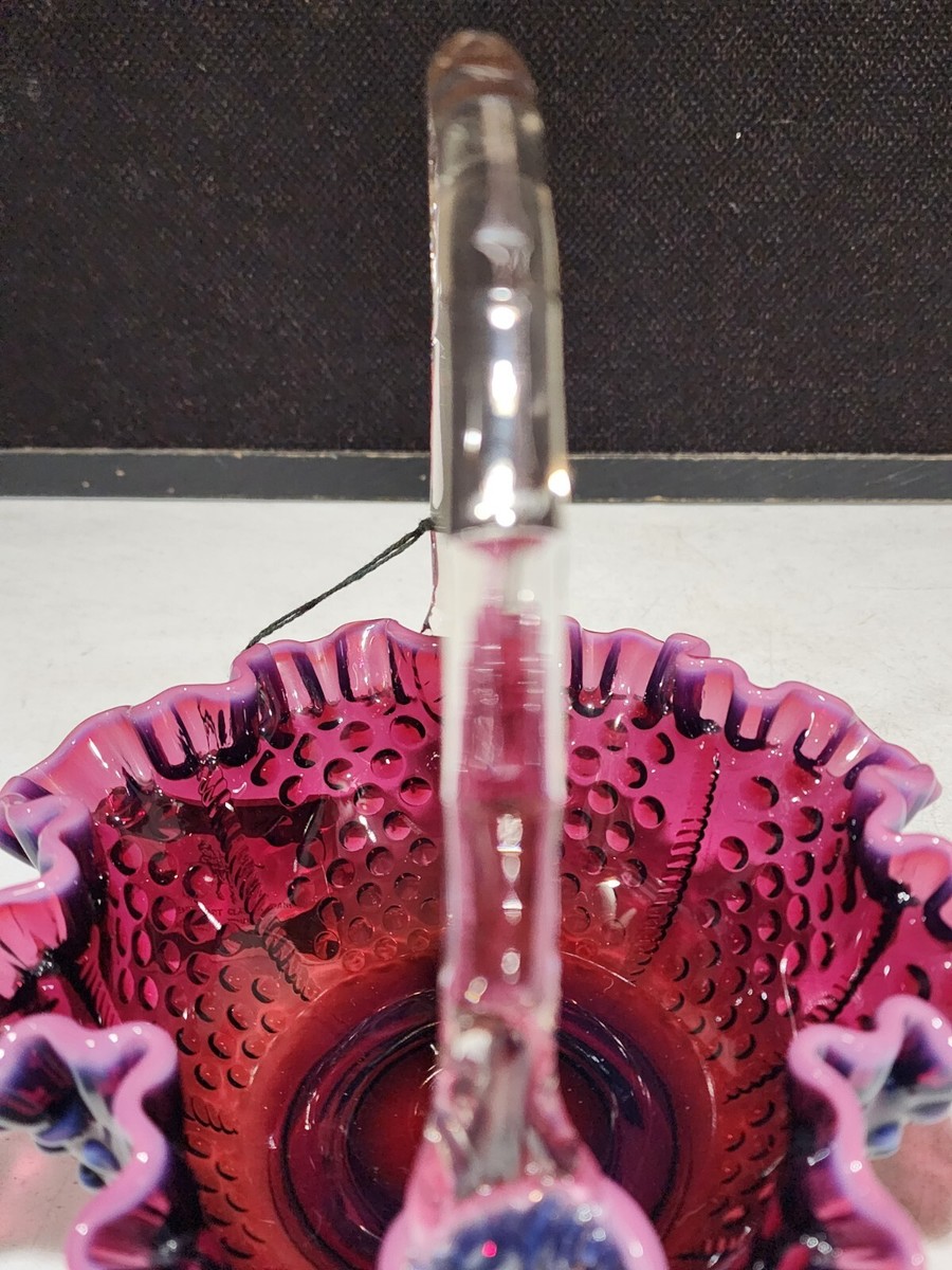VINTAGE FENTON GLASS PLUM DEEP PURPLE OPALESCENT HOBNAIL 8