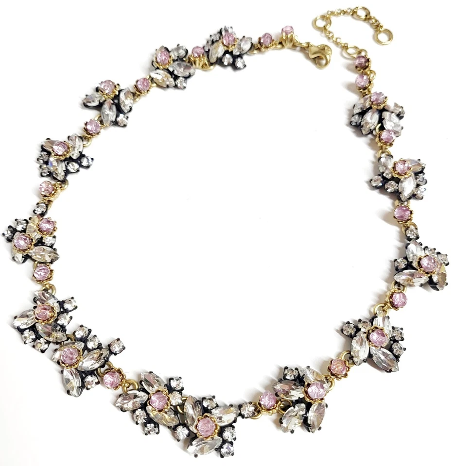 Collar J.Crew Cristal Floral Rosa Multicolor Maceta Negro Chapado Latón Foto 3 de 4