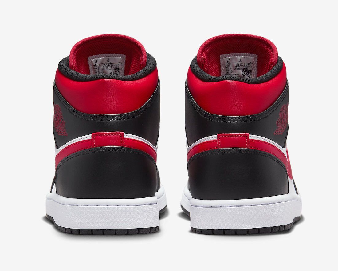 Nike Air Jordan 1 Mid White Black Red Chicago Bred Toe 2022 Mens & GS  554724-079