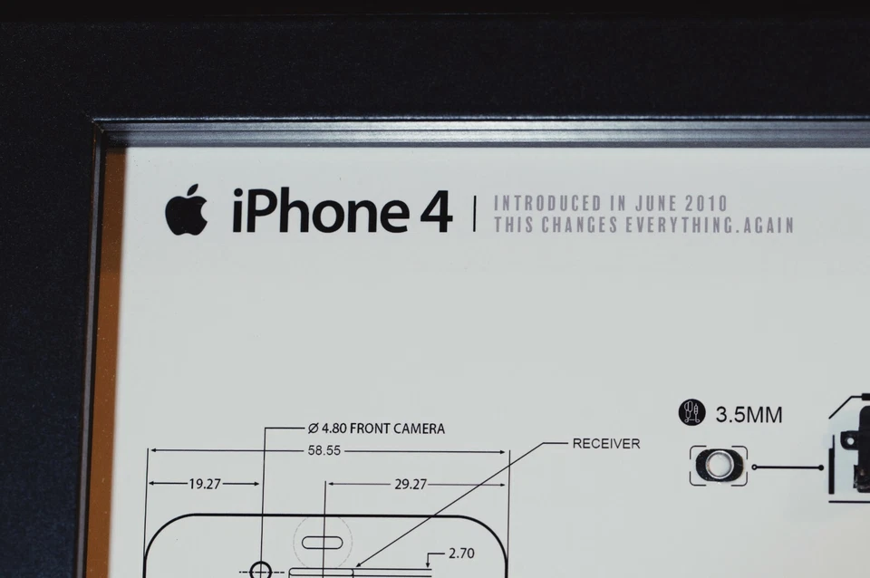 Disassembled iPhone 4 Teardown With Frame, Deconstructed iPhone Art Disassembly - Image 4 of 4