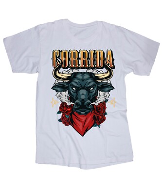 CORRIDA Bull Spanish De Toros Roses Bull Fighting Mexico white T-shirt Graphic