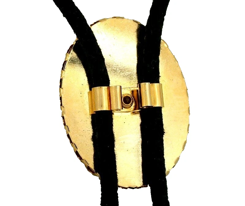 Goldstone Cab Cabochon Gold Color Bezel Bolo Tie With Cord & Tips EPBT416/51725 - Image 2 of 2