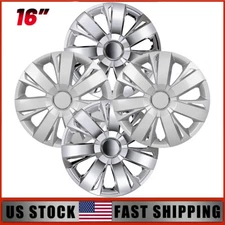 16" Set of 4 Silver Wheel Covers Snap On Full Hub Caps For R16 Tire & Steel Rim
