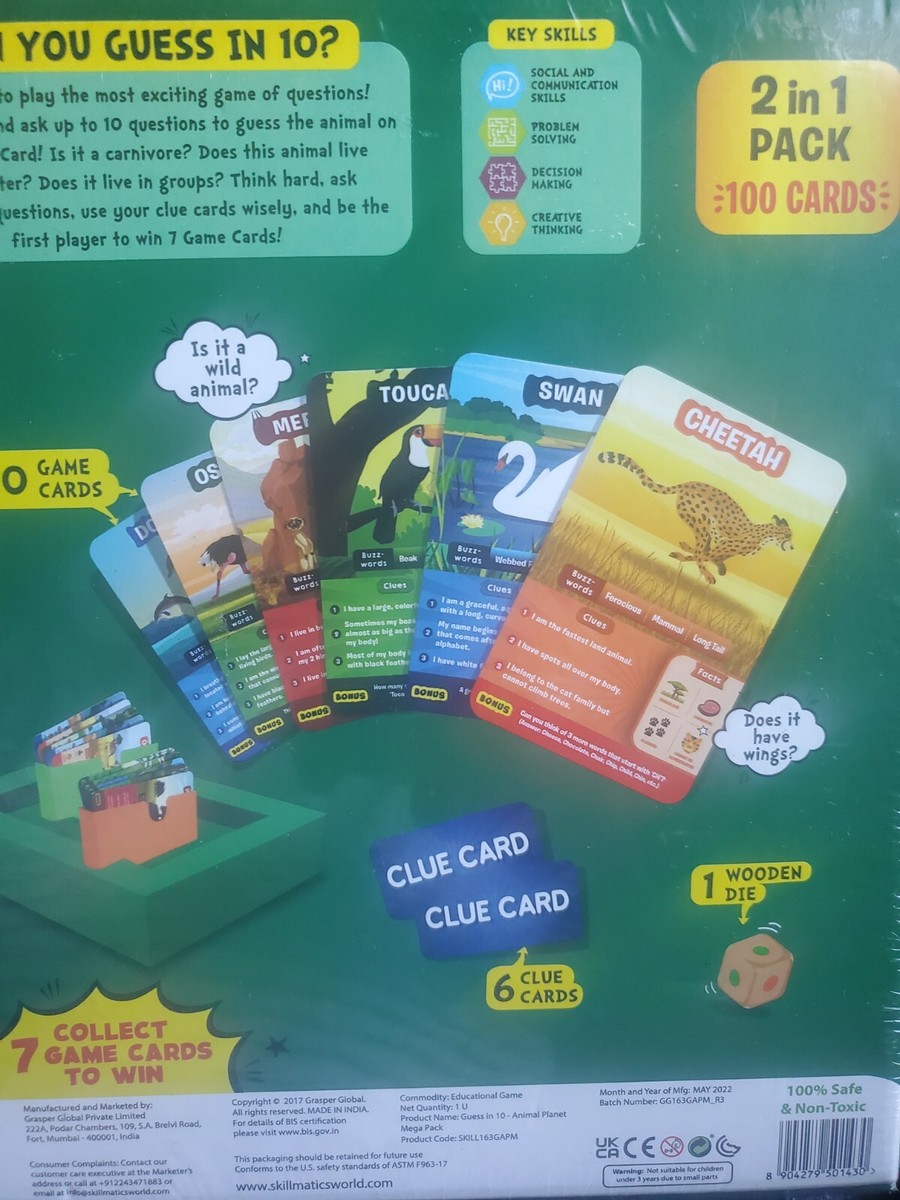 Card Game Guess in 10 Animal Megapack, Perfect for Boys, Girls