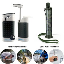 Personal Straw Water Filter Hand Pump Water Purifier Emergency Survival Drinking