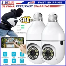 2X 360° 1080P E27 Light Bulb Camera 2.4GWiFi IR Night SmartHome Security Wireles