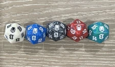 Set of 5 MTG DARKSTEEL 20 SIDED SPINDOWN LIFE COUNTER DICE D20 All 5 colors