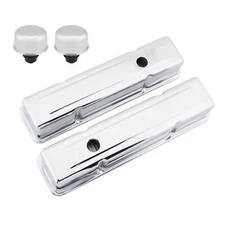 Tall Chrome Valve Covers and Oil Breathers, fits Small Block Chevy