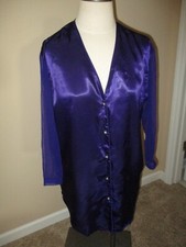 Vintage Victoria's Secret Gold Label Purple Satin Sleep Night Shirt Size P/S