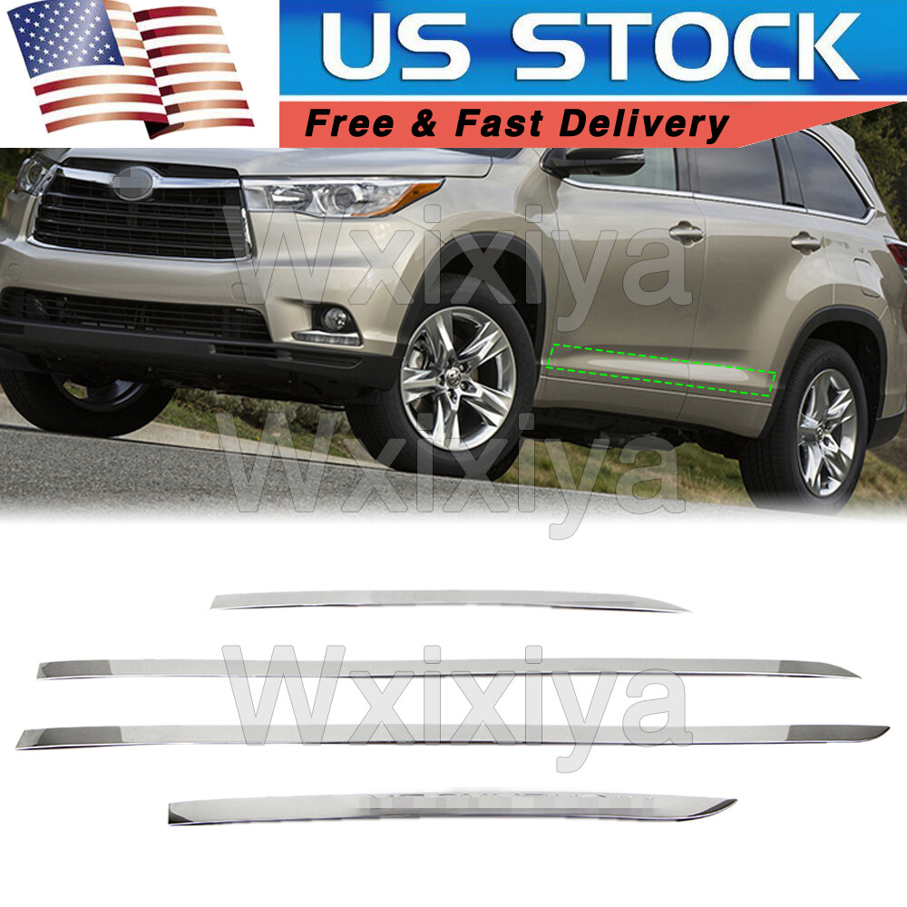 Skirt Door Side Body Cover For Toyota Highlander 2015-2018 Stainless Steel Trim-image