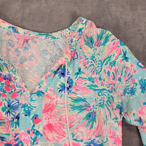 Lilly Pulitzer geblümte Tunika Oberteil Glockenärmel Bindeband Medium - Bild 16 von 16