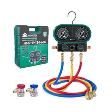 Hong Sen AC Manifold Gauge Set for R134a, R1234yf, and R410A, 800 PSI Dual-Sc...