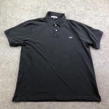 Vineyard Vines Polo Shirt Mens Large Black Whale Logo Knit Casual Short Sleeve