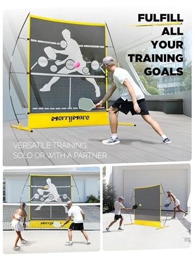 Portable 6FT Yellow Pickleball Rebounder Net for Solo Practice Portable 6FT Yellow Pickleball Rebounder Net for Solo Practice