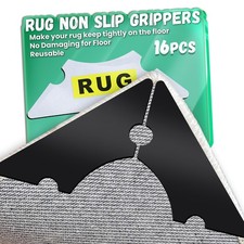 Rug Non Slip Grippers, Reusable Corner Tape 6 inches by 2 inches, Blcak