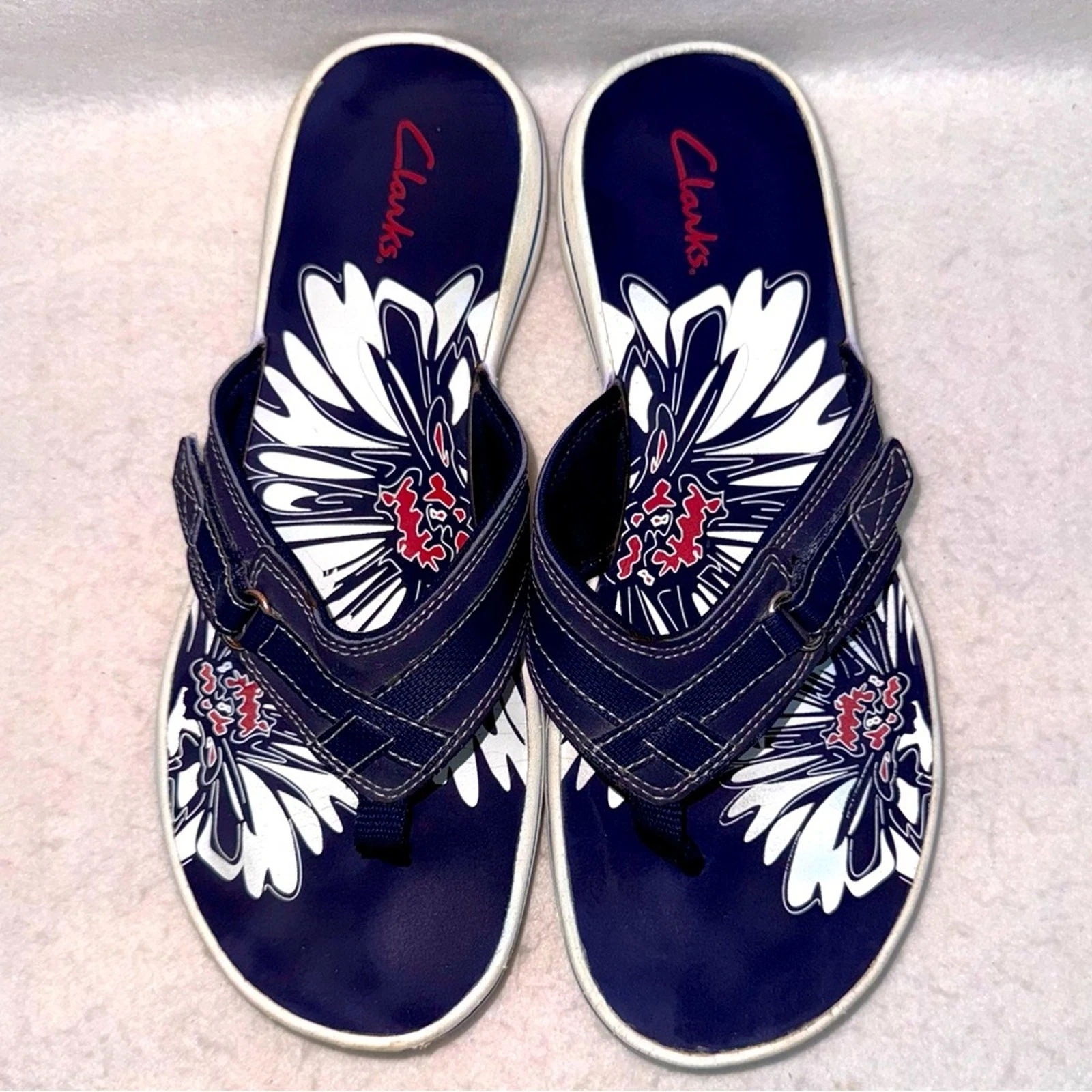 CLARKS Infradito donna Clark’s cinturino regolabile blu navy taglia 9 puntale