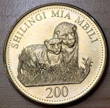 2008 Tanzania 200 Shilingi Lions Unc.