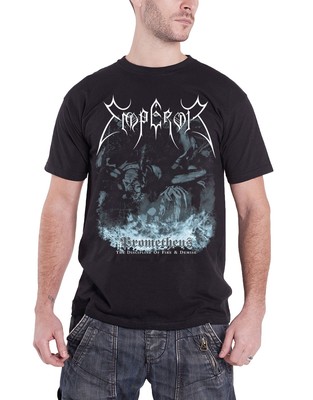 Emperor T Shirt Prometheus Fire & Demise band logo new Official Mens Black Size