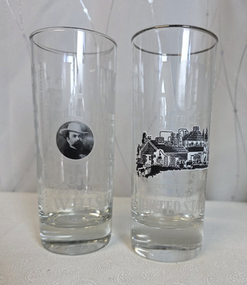 Jack Daniels 10oz Set Of 2 Highball Distillery Etched Silver Rim Painted