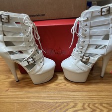 20cm New Style Lace Up Platform Ankle Boots 6Inch Dancer Heels w/box