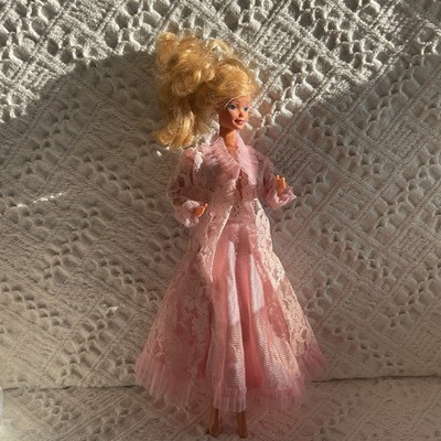 Barbie Size Pink Lace Ruffle Lingerie Nightgown Dressing Robe NO DOLL