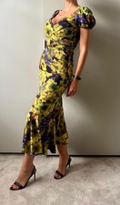 Dolce Gabbana Floral Print Silk Ruched Midi Dress IT40/UK8/FR36