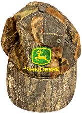 John Deere Tractor Baseball Hat Cap YOUTH Woodland Camo Stretch Farm Kids Used