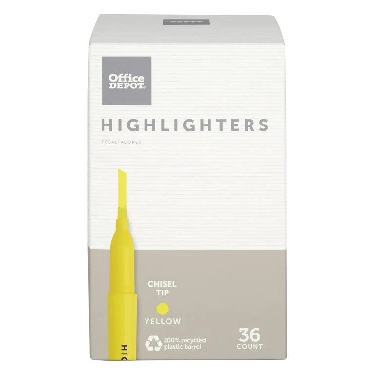Office Depot&reg; Brand Pen-Style Highlighters, Fluorescent Yel
