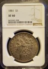 1881 MORGAN SILVER DOLLAR XF40 CERTIFIED BY NGC BEAUTIFUL COIN FREE SHIPPING