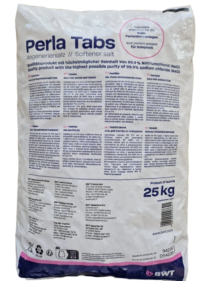 BWT Regeneriersalz PERLA TABS 4 x 25 kg 99,9% Salzreinheit Salztabletten - Bild 2 von 3