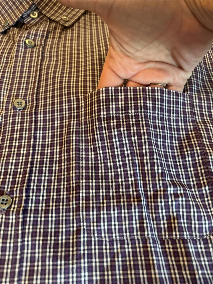 VTG Gucci Men's 100% Cotton Dress Shirt Plum/Ivory Checkered • Italy • 16 | 41 - Image 4 of 4