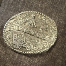 National Finals Rodeo NFR 1988 30th Anniversary Oval Belt Buckle Las Vegas