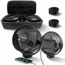 2-Pack Magnetic Golf Cart Fan, 12000mAh Rechargeable Portable Fan with Case