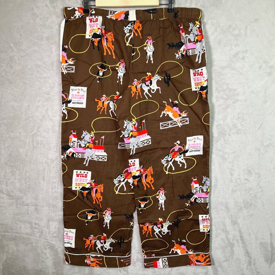 Pantalones de pijama Nick and Nora Difíciles de encontrar 100 % algodón Wild West Show Rodeo Lounge XXL Foto 2 de 4
