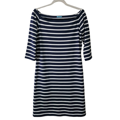 J. McLaughlin Womens Catalina Cloth Shift Dress M Blue Stripes Nautical Coastal