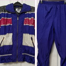 VTG Clipper Bay Track Suit Sz S Retro Windbreaker 80s 90s Activewear Striped