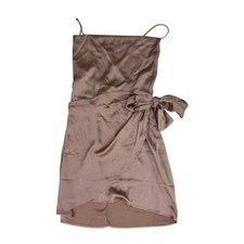 Baltic Born Dress Day Maggie Satin Mini Dress Size Large Champagne Wrap Bow