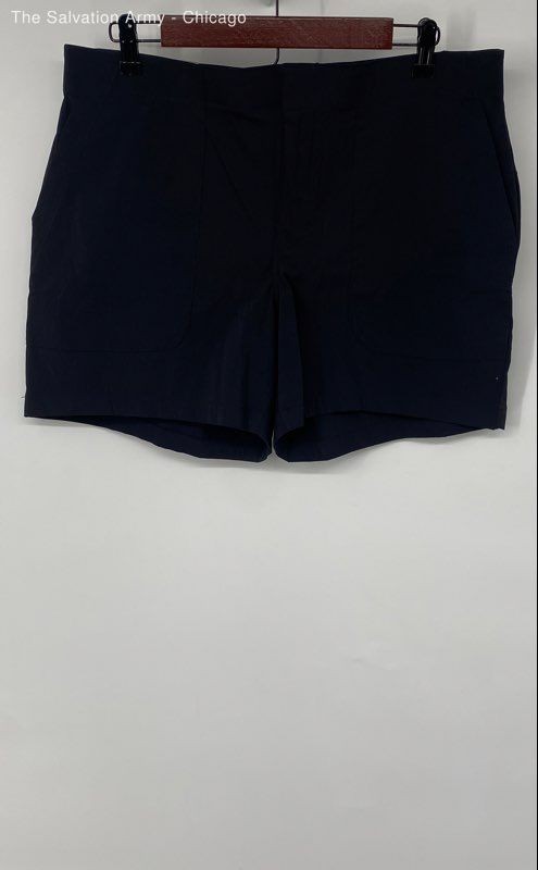Eddie Bauer Womens Black Flat Front Pockets Casual Hiker Shorts Size 14