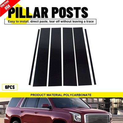 6PCS Gloss Black Pillar Post Trim Set For 2015-2020 GMC Yukon Chevrolet Tahoe