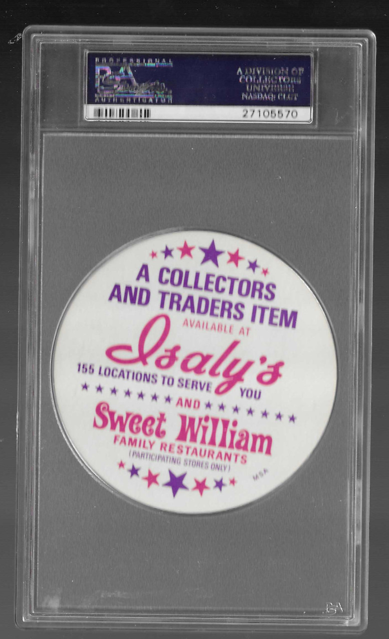 1976 Isaly's Sweet William Discs Nolan Ryan California Angels PSA 10 GM MT view 2