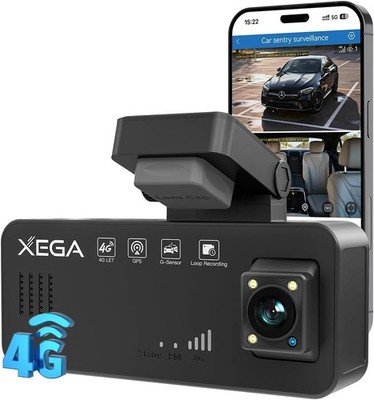 4G LTE Dash Cam with Live View, 2K+1080P Front Inside Anti-Theft Car Camera...