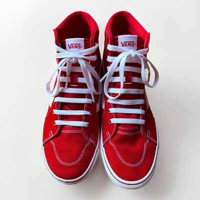 Vans Off The Wall Sk8-Hi Red High Top Sneakers Shoes Womens 10 NEW
