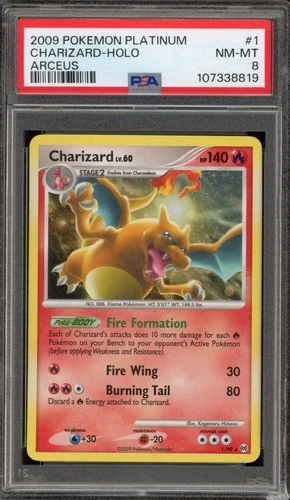 Pokemon Charizard Platinum Arceus Holo Rare #1 PSA 8