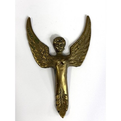 Vintage Brass Winged Angel Goddess Wall Hanging Decor Art Nouveau Mythological