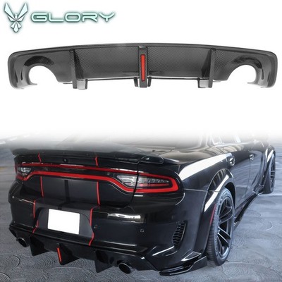 Fits 20-23 Charger SRT Widebody Rear Diffuser W/ Brake Light Carbon Fiber Print