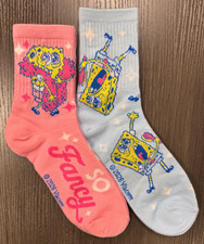 Brand New - Ladies - Spongebob - 2 Pair Mid-Crew Socks
